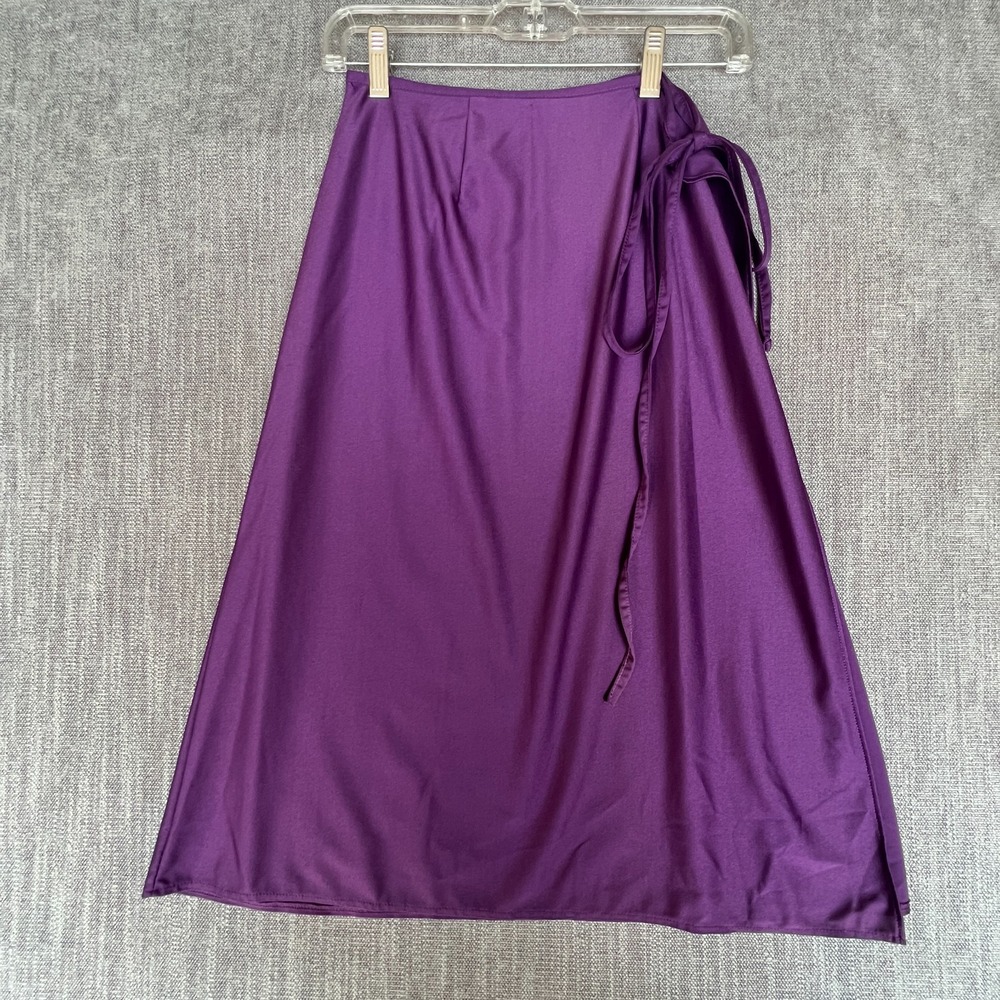 Vintage Danskin Wrap Skirt Womens Small Purple Side Tie High Waist Ballet Dance